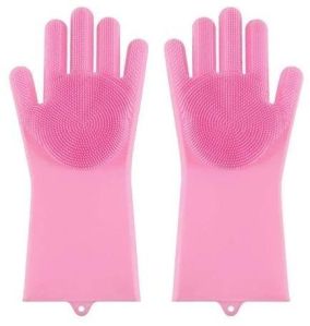 REUSABLE SILICONE CLEANING BRUSH SCRUBBER GLOVES (MULTICOLOR)