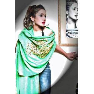 Machine Embroidered Cashmere Shawl