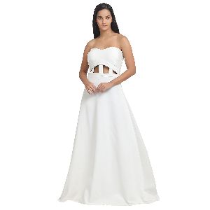 White Scuba Lycra Peephole Dress