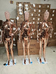 Beaded Face Rose Gold Chrome Female Mannequin