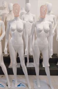 Beaded Face White Glossy Female Mannequin