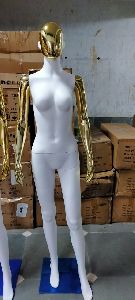 Chrome Face White Glossy Female Mannequin