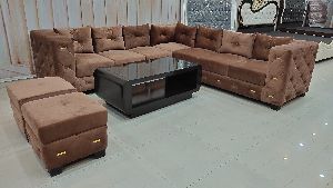 L Shaped Wooden Sofa Set