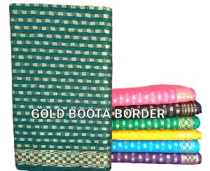 Gold Boota Border Cotton Fabric
