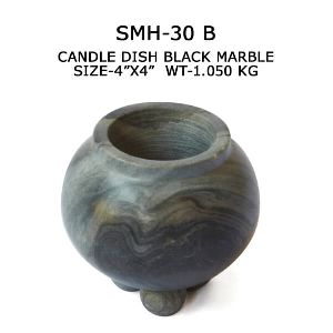 Black Marble Candle Dish