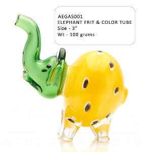 Elephant Frit and Color Tube Glass Smoking Pipe