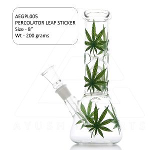 Leaf Sticker Glass Percolator Bong