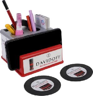 Plastic Pen Stand with Mobile Holder & Table Clock