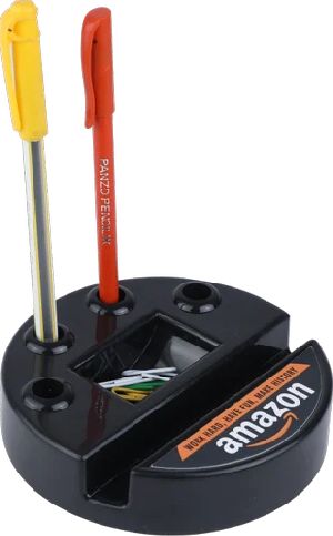Plastic Black Mobile Stand with Pen Stand & Paper Clip Holder