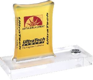 Bag Shaped Acrylic Paper Weight with Pen Holder