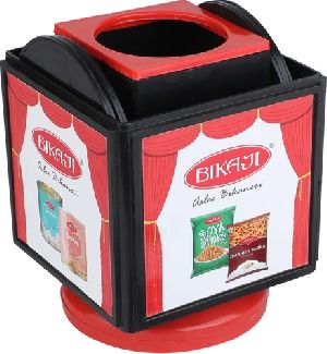 Revolving Square Pen Stand with Coaster Plates