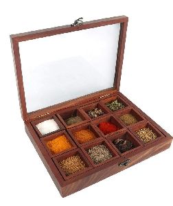 Wooden Square Spice Box