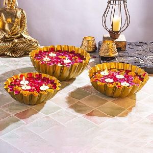 Diwali Urli Set of 3 items with golden finish