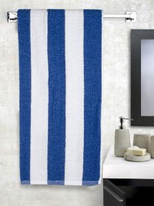 Rekhas Premium Cotton Pool Towel Aqua Blue & White Cabana Cotton Stripe