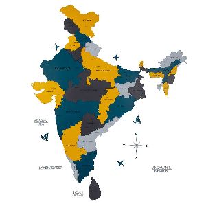 3D Wooden India Map Canary