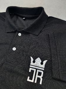 Royal C pure black cotton polyester T shirt