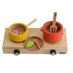wooden gas stove cooking toy set