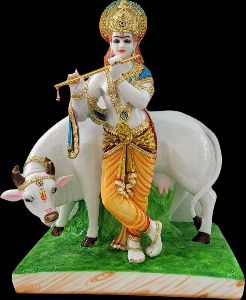 Poly Fiber Lord Krishna with Nandi Statue