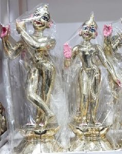 Brass Silver Radha Krishna Statue