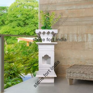 marble tulsi stand , white marble tulsi pot