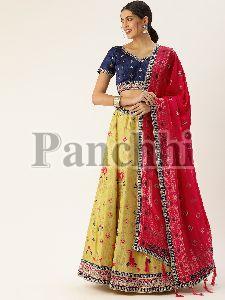 5540 Yellow Dola Silk Jacquard Woven Work Lehenga Choli