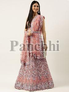 5574 Coral Net Mirror Work Lehenga Choli