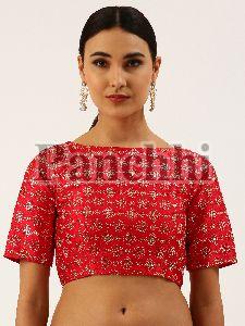 PFB 179 Red Zari Work Pure Art Silk Readymade Blouse