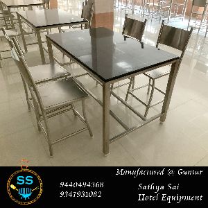 Stainless Steel 4 Seater Dining Table Set