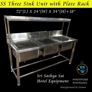 Stainless Steel Triple Bowl Sink