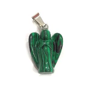 Malachite Angel Lucky Angel Pendant Natural Crystal Stone Handcrafted Size 1 Inch approx.