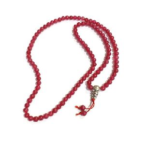 Watermelon Quartz Jaap Mala Rosery for Pooja and Astrology (108+1 Beads; Bead Size : 6 mm)