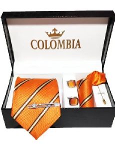 Orange Striped Necktie Set
