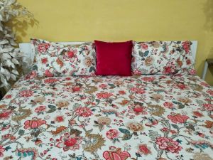 Anokhi Multicolor Printed Cotton King Size Bedsheet,
