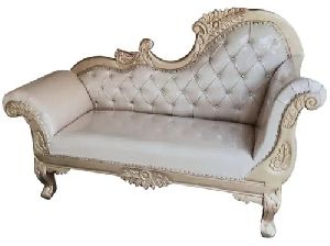 Two Seater White and Golden Wedding Sofa