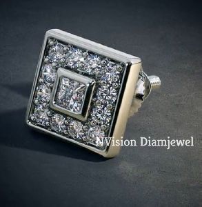 White Gold Natural Diamond Mens Stud