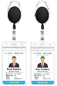 Heavy Duty Retractable Badge Holder with Waterproof Zip Lock Vertical ID Card Holders for Office ID