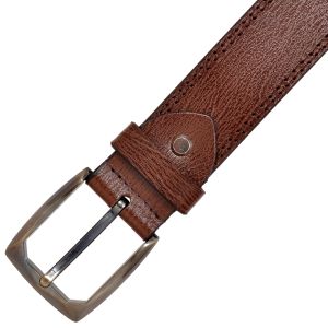 Mens Brown Casual Textured Leather Belt