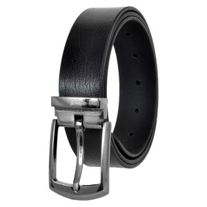 Men Black Formal Textured Leather Belt