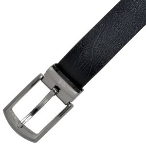 Men Black Formal Textured Leather Belt