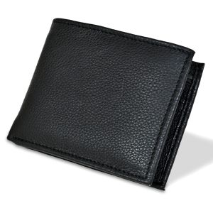 Men's Black Plain Genuine Leather Wallet