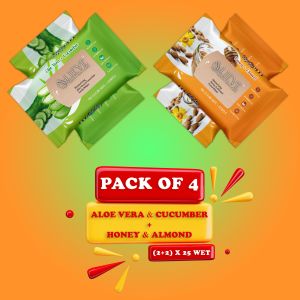4 Pcs Combo Pack Honey & Aloe Facial Wipes