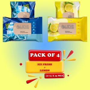 4 Pcs Combo Pack Lemon & Ice Fresh Facial Wipes