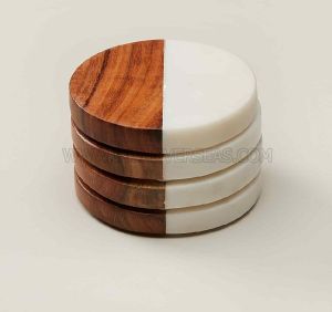 Wood and Resin Coaster Set