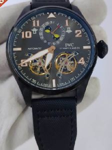 I W C Big Pilot Double Tourbillon Full Black Swiss Automatic Watch