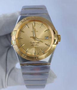 Omega Constellation Double Eagle Silver Gold Dial Stick Marker Swiss Automatic Watch