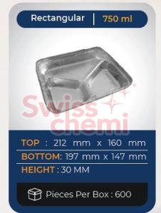 750ml Silver Rectangular Foil Container