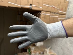 White Grey Nitrile Coated Gloves