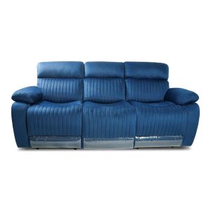 Pride 3 Seater Manual Recliner Sofa in Midnight Blue Colour (2 Reclining Seat)