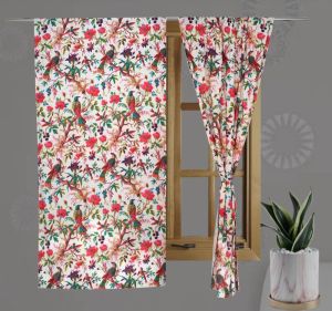 Luxury bird print cotton curtain