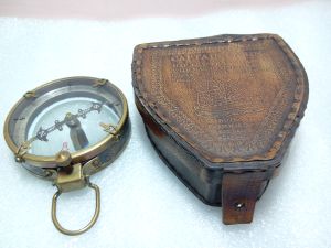 PATIL ENTERPRISES Brass Sundial Compass with Leather Case Compass